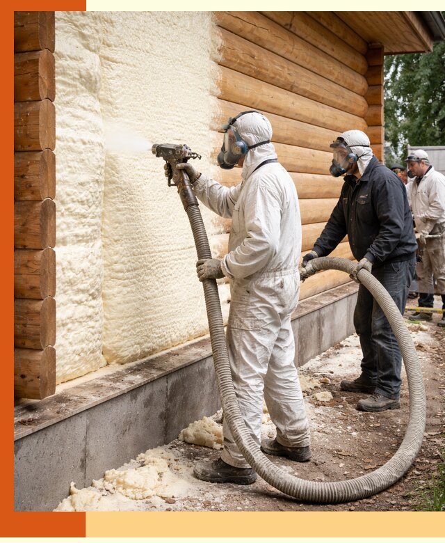 Утепление дома из бруса пенополиуретаном в Обнинске