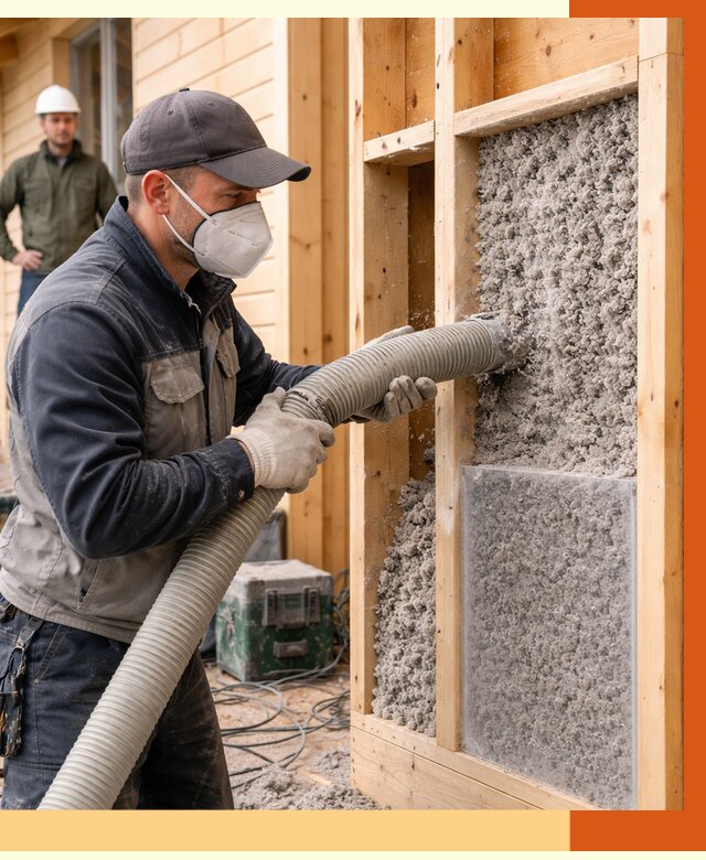 Утепление дома из бруса эковатой в Обнинске от 1878 руб/м2 | ТепломастерБнн