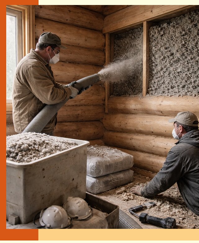 Утепление дома из бруса эковатой в Обнинске