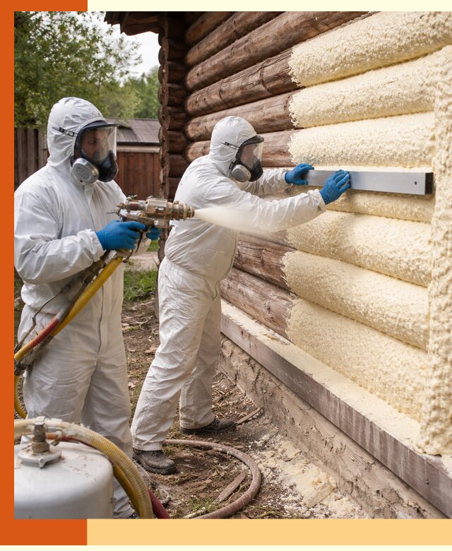 Утепление бревенчатого дома ППУ в Обнинске эффективной изоляцией