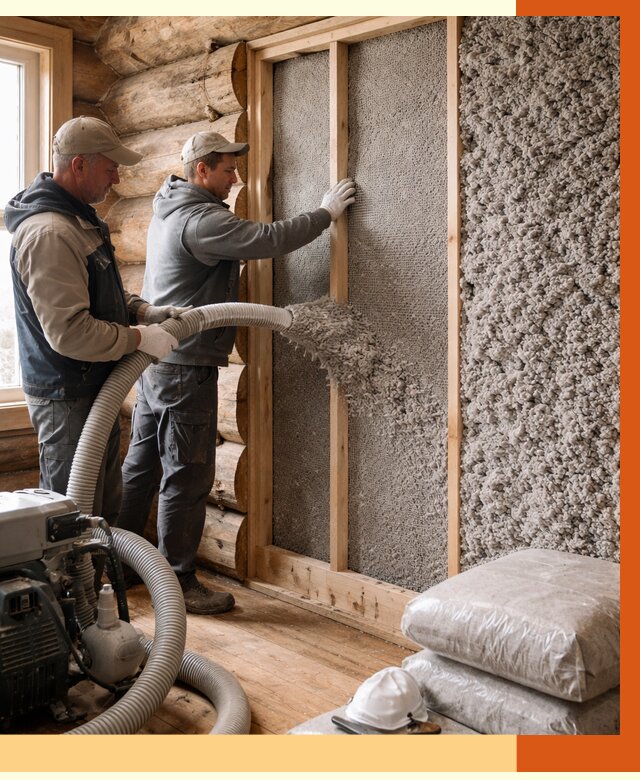 Утепление бревенчатого дома эковатой в Обнинске от 2791 руб. | ТепломастерБнн