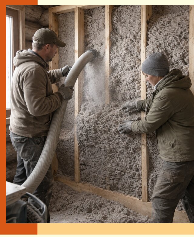 Утепление бревенчатого дома эковатой в Обнинске