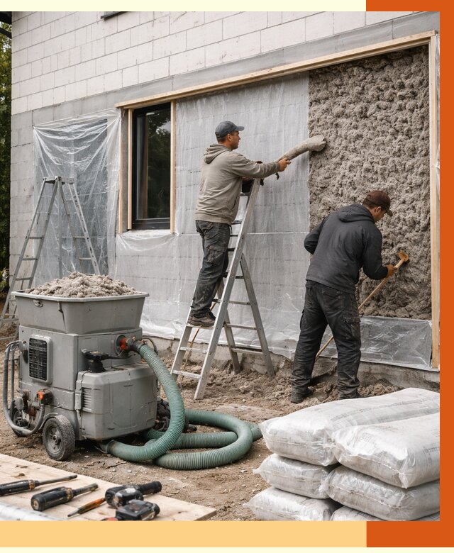 Утепление дома из газобетона эковатой в Обнинске от 4568 руб./м2 | ТепломастерБнн