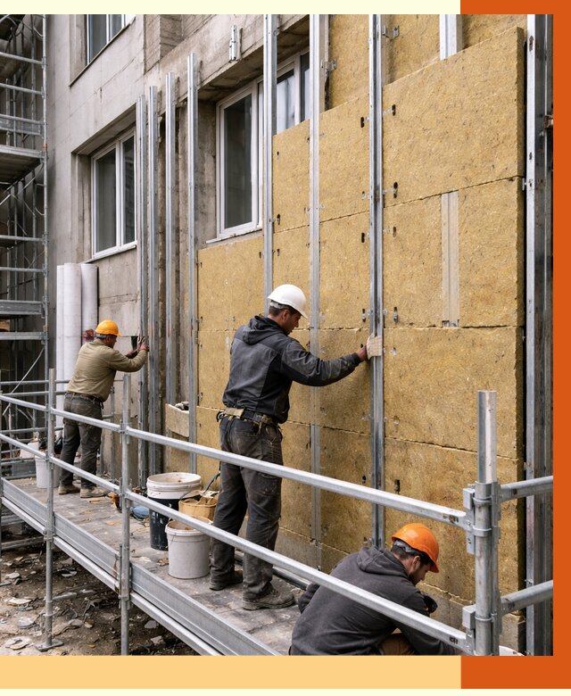 Утепление вентилируемого фасада в Обнинске от 5684 руб/м2 — монтаж и утепление вентфасад | ТепломастерБнн