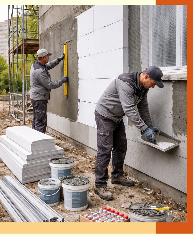 Утепление фасада и стен снаружи в Обнинске от 4263 руб. | ТепломастерБнн