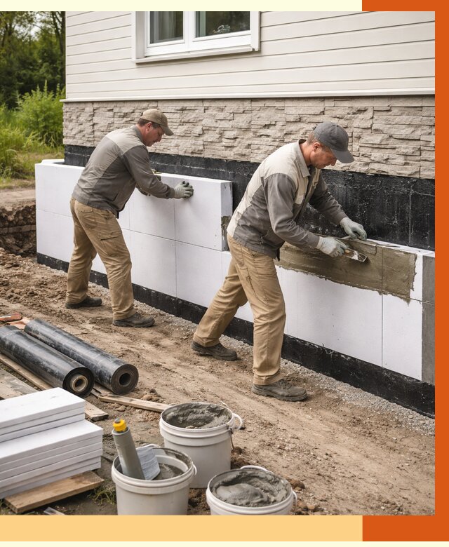 Утепление фундамента снаружи в Обнинске от 4263 руб. за м² | ТепломастерБнн