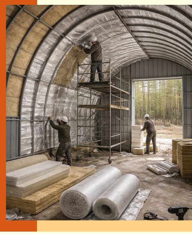Утепление арочного ангара под ключ в Обнинске