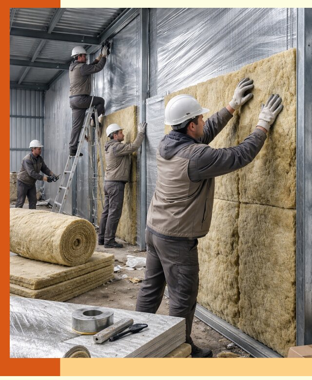 Утепление металлического склада в Обнинске: теплоизоляция и герметизация