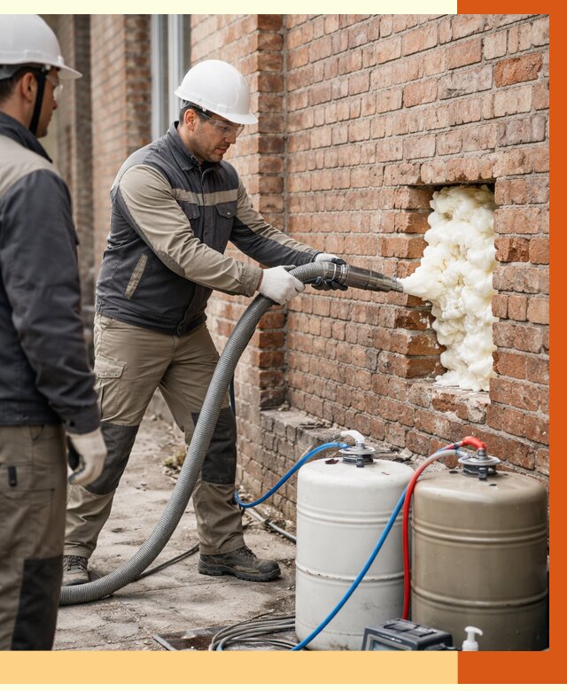 Заливка ППУ в пустоты кирпичной стены в Обнинске от 2791 руб. | ТепломастерБнн