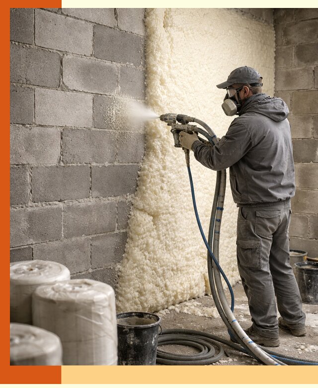 Утепление блочной стены ППУ в Обнинске качественно и надёжно