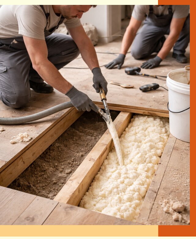 Заполнение пустот пола в Обнинске от 2741 руб. — утепление пустот пола под ключ | ТепломастерБнн
