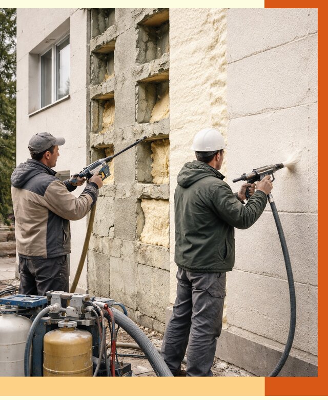 Заполнение пустот фасада в Обнинске от 4568 руб. — утепление пустот облицовки | ТепломастерБнн