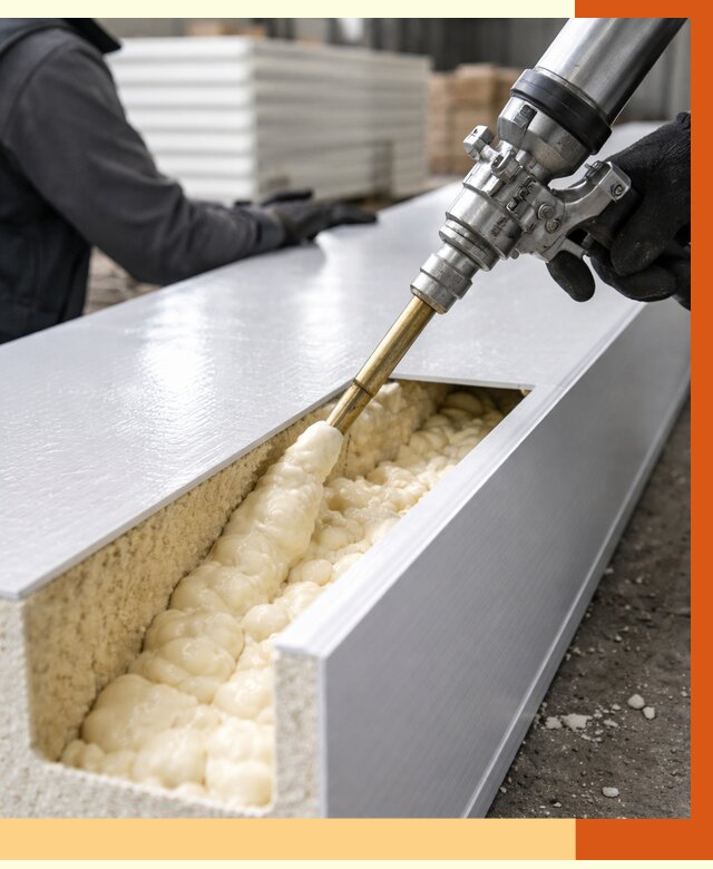 Заполнение пустот холодильных панелей в Обнинске от 7613 руб. | ТепломастерБнн