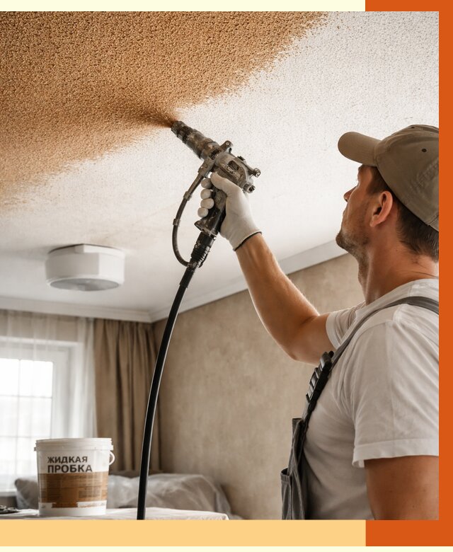 Утепление потолка жидкой пробкой в Обнинске от 3553 руб. | ТепломастерБнн