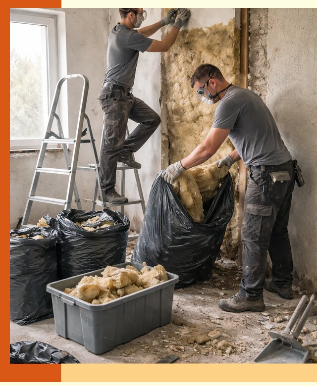 Демонтаж старого утеплителя и вывоз отходов в Обнинске